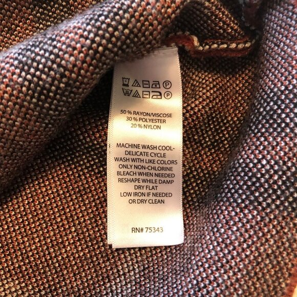 Joie Cardigan Sweater Size Medium, Soft Orange/Rust/Black Plaid, Full Zip - Picture 7 of 9